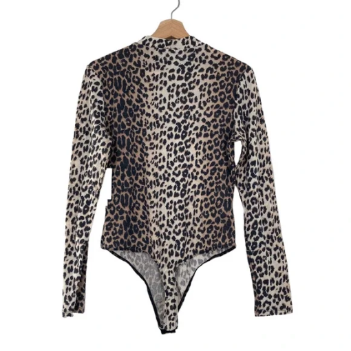 Abound One-Piece Jumpsuit Leopard Animal Print Mock Neck XXS - Image 3