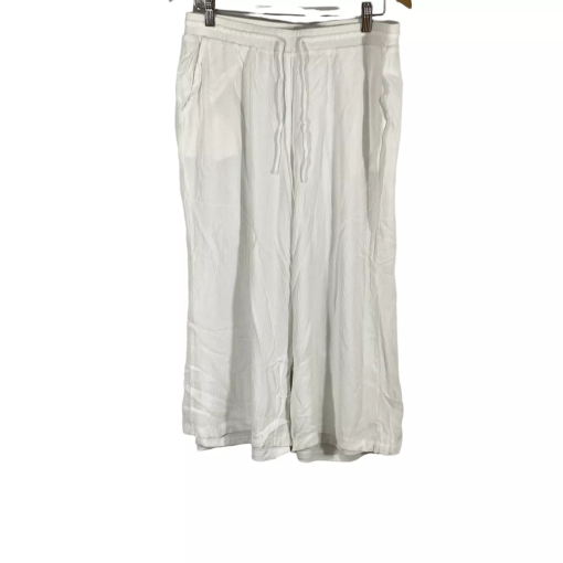 Hailey Lyn Womens White Elastic Waist Drawstring Wide Leg Cropped Pants Size M - Image 2