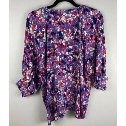 ZAC & Rachel Purple Pink Floral Boho 3/4 Sleeve Blouse 2X - Image 2