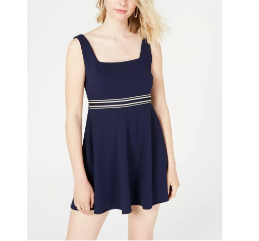 TEEZE ME Womens Navy Sleeveless Mini Fit + Flare Party Dress Juniors Size: 34 - Image 2