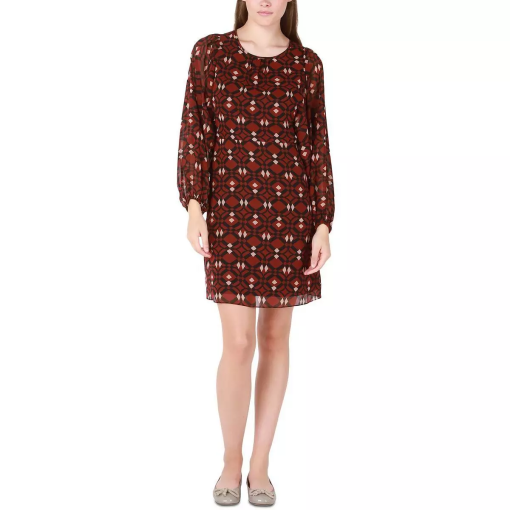 Black Tape_ Womens Geometric Print Knee Shift Dress S - Image 2