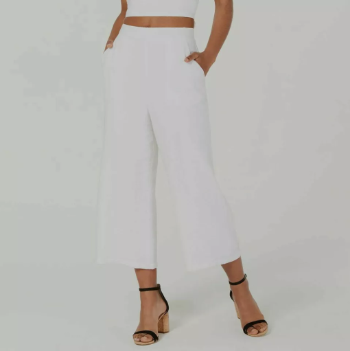 City Studio New Women's White Wide Leg Lined Cropped Pants Size 1 - Image 2