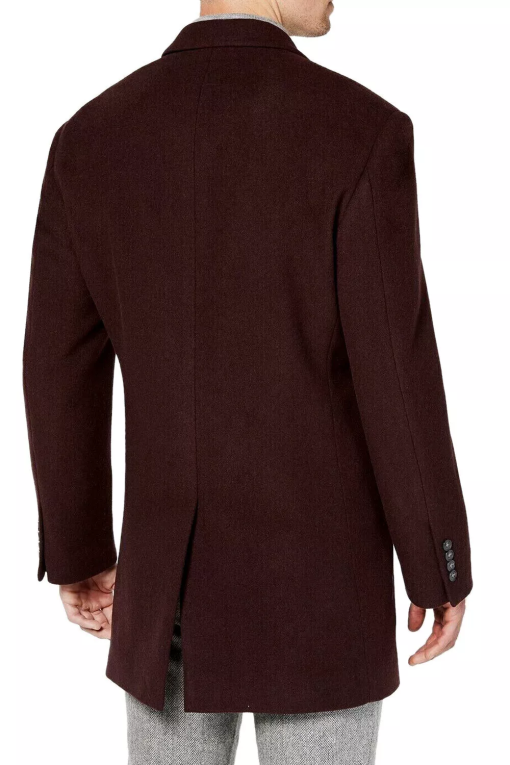 Calvin Klein Mens Prosper Wool-Blend X Slim-Fit Overcoat 60 Regular Burgundy - Image 3