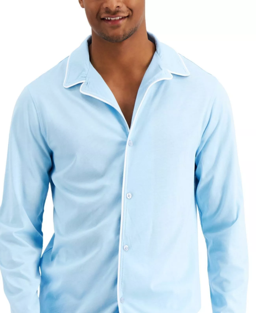 CLUBROOM Intimates Light Blue Notched Collar Sleep Shirt Pajama Top XL - Image 2