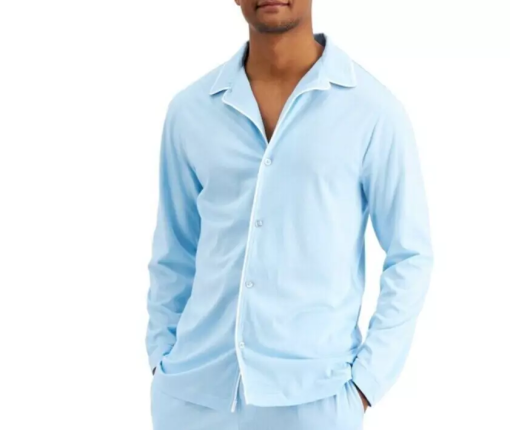 CLUBROOM Intimates Light Blue Notched Collar Sleep Shirt Pajama Top XL - Image 3