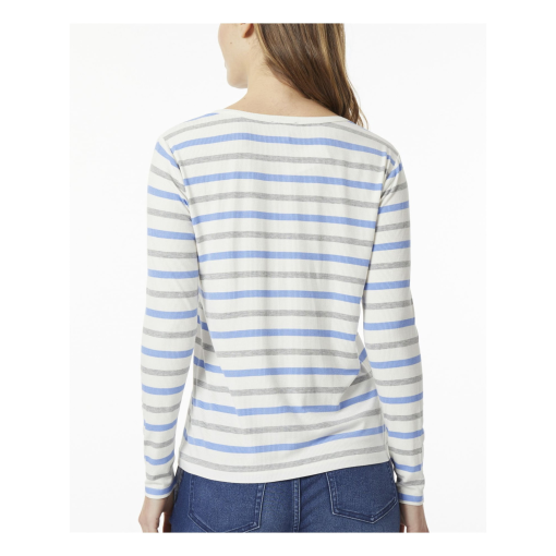 Women's Stripe Rib Scoop Neck Long Sleeve Henley Top S - Image 2