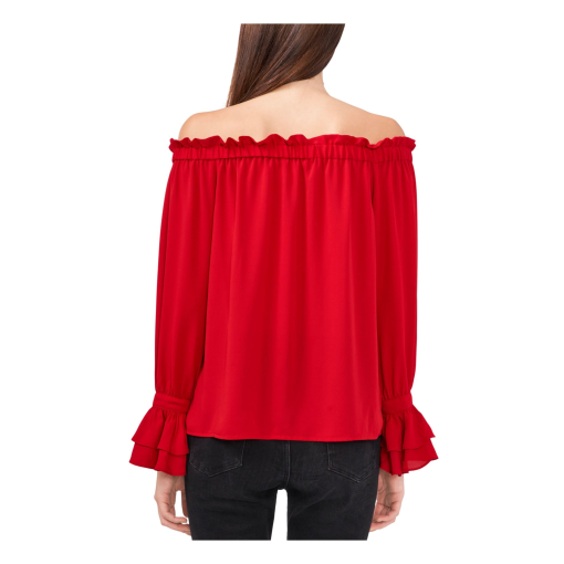 Riley & Rae Women's Off The Shoulder Bow Blouse light Red / Blush Size XL - Image 3