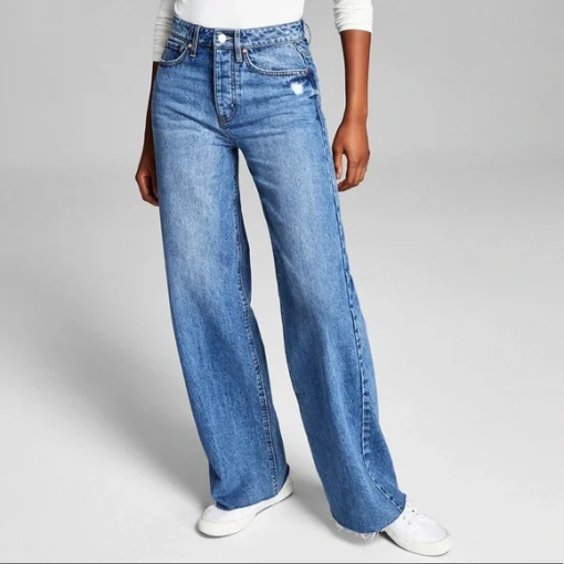 and now this frayed cotton wide-leg jeans SIZE31 - Image 2