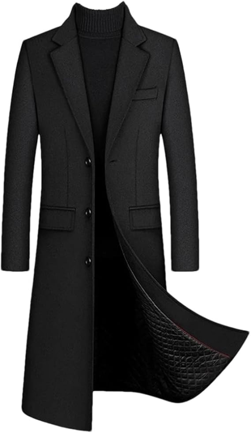 Stafford Mens Wool Black Topcoat Over Coat size 58R - Image 2