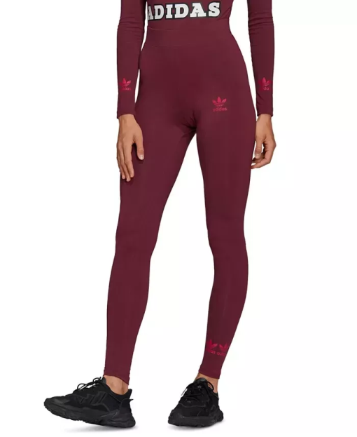 Adidas Trefoil Logo Play Leggings in Red Tight | Cotton | Jimmy Jazz size Large - Image 2