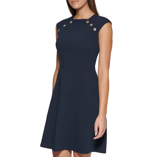 Tommy Hilfiger Women's Button Shoulder a Line Knee Length Dress - Navy - Size 16 - Image 3