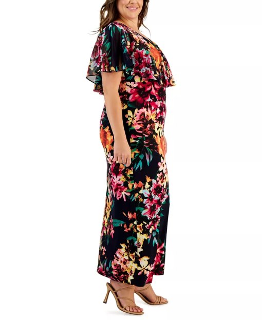 Connected Plus Size Printed V-Neck Popover Maxi Dress 14W - Image 4