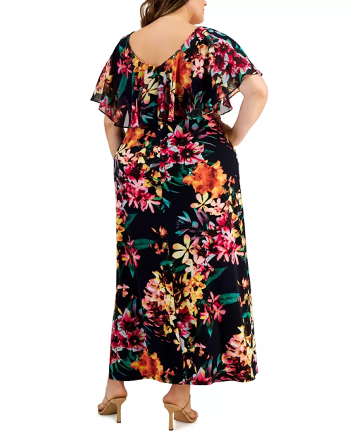 Connected Plus Size Printed V-Neck Popover Maxi Dress 14W - Image 3