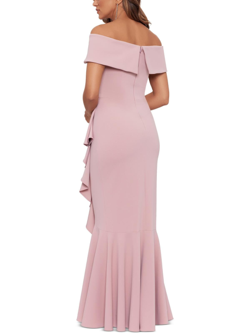 Betsy & Adam Off-the-Shoulder Mermaid Gown - Rose 14 - Image 2