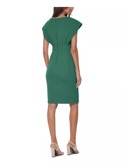 Calvin Klein Petite Scuba-Crepe Boat-Neck Sheath Dress - Emerald Green - Image 3