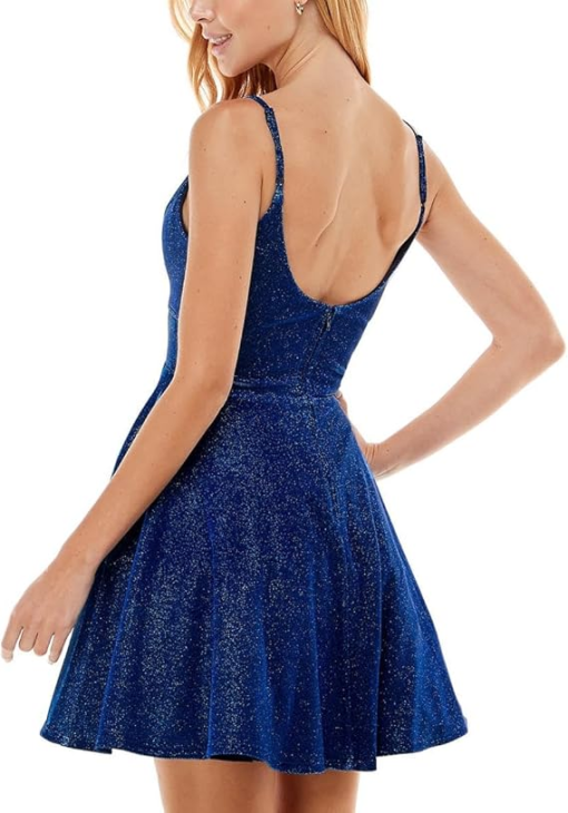 City Studios Juniors' Metallic Cutout Fit & Flare Dress - Navy 15 - Image 3