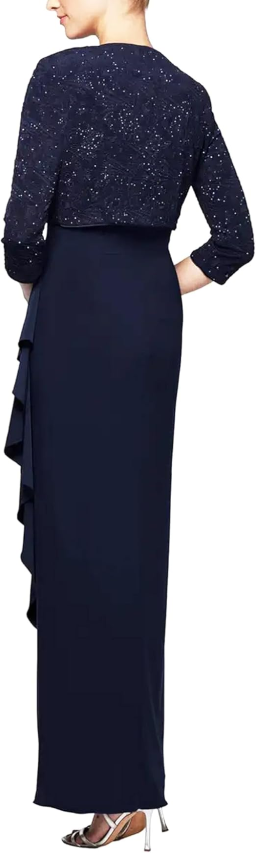 Alex Evenings Embellished Gown and Jacket - Navy 14 - Image 2