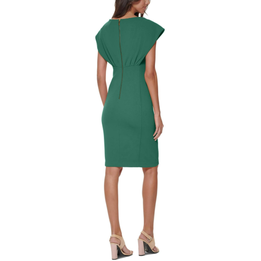 Calvin Klein Petite Scuba-Crepe Boat-Neck Sheath Dress - Meadow - Image 3