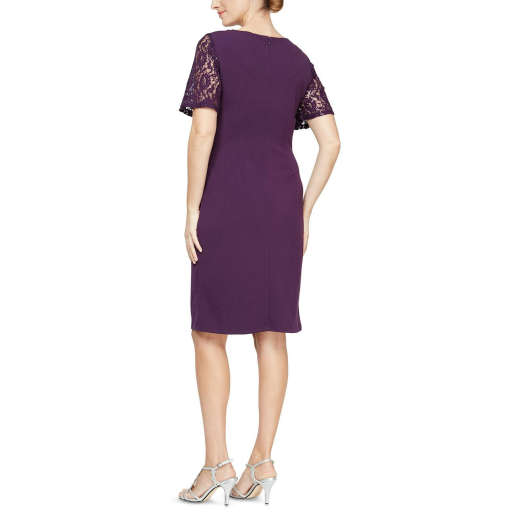 Sl Fashions Sequinned-Lace-Yoke Sheath Dress - Summer Plum 8 - Image 3