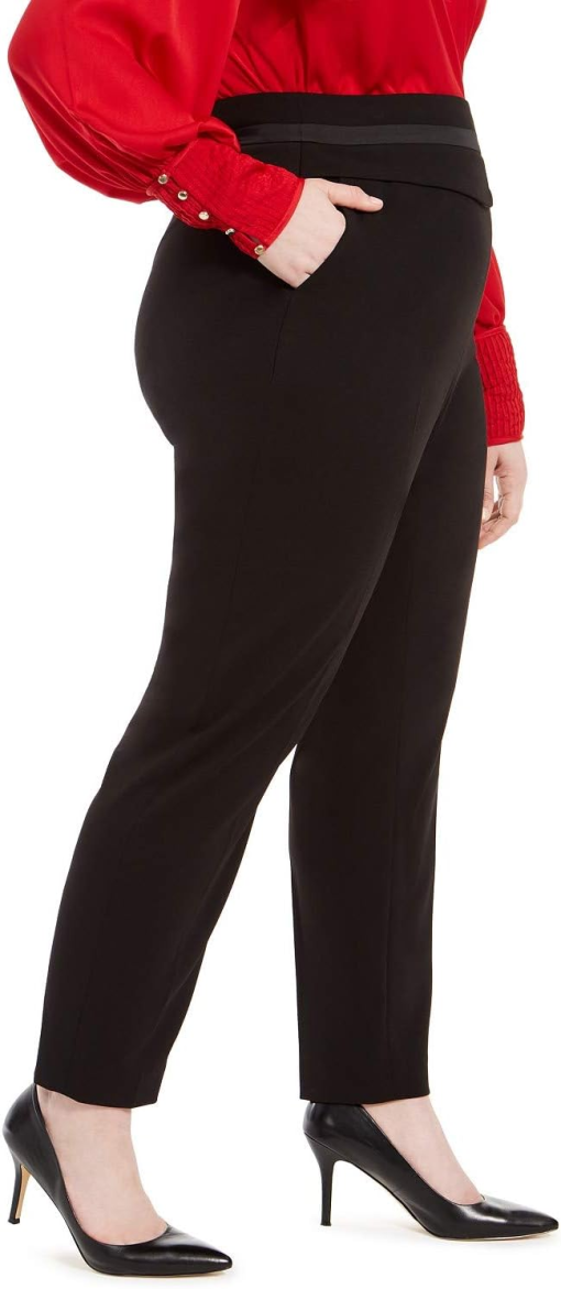 Calvin Klein Womens Black Zippered High Waist Wear to Work Straight Leg Pants Plus 22W - Image 4