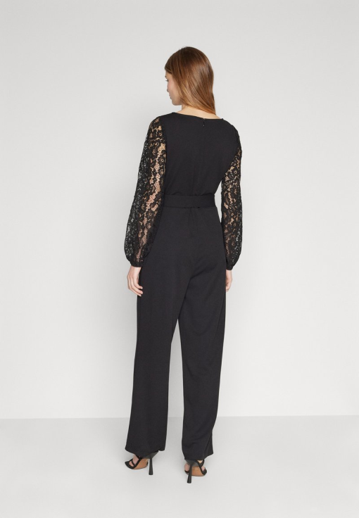 NY Collection Women's Petites Surplice Lace Trim Jumpsuit PM - Image 2