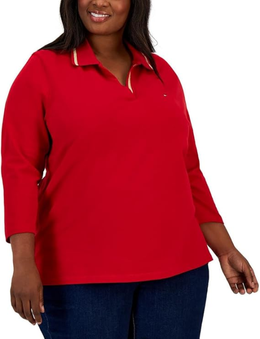 Tommy Hilfiger Plus Size Johnny-Collar Polo Shirt - Scarlet 3X - Image 2