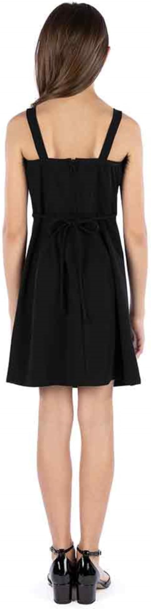 Speechless Big Girls Square Neck a Line Feather Trim Dress - Black  12 - Image 2