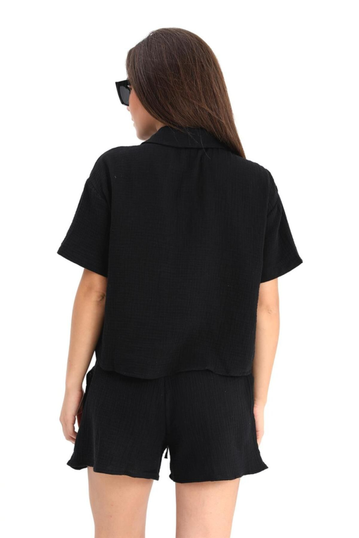 Calvin Klein Women's Pocket Cotton Camp Shirt - Black - Size S - Image 2