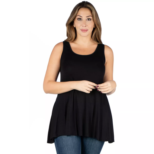 24seven Comfort Apparel Plus Size Sleeveless Tunic Tank Top - Black 2XL - Image 2