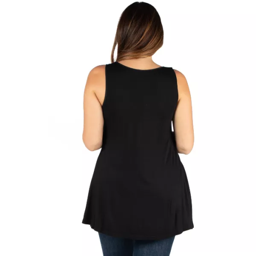 24seven Comfort Apparel Plus Size Sleeveless Tunic Tank Top - Black 2XL - Image 3