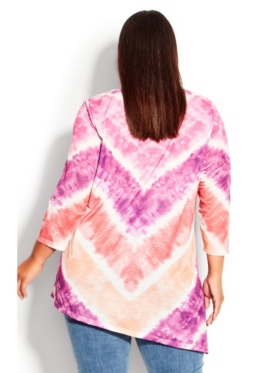 Avenue Plus Size 3/4 Sleeve Tie Dye Top - Sunset 18 - Image 2