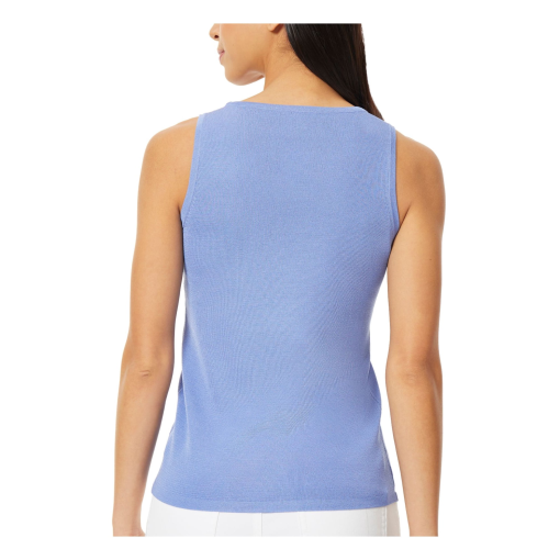 JONES NEW YORK Women's Blue Ribbed Pull-on Sleeveless Scoop Neck Tank Top XL - Image 3