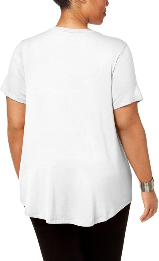 Jm Collection Plus Size Short-Sleeve Top, - Bright White 3X - Image 2