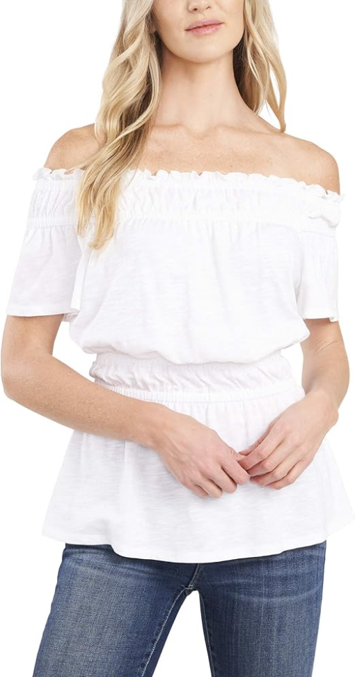 CeCe Short Sleeve Off Shoulder Peplum Tee S - Image 2