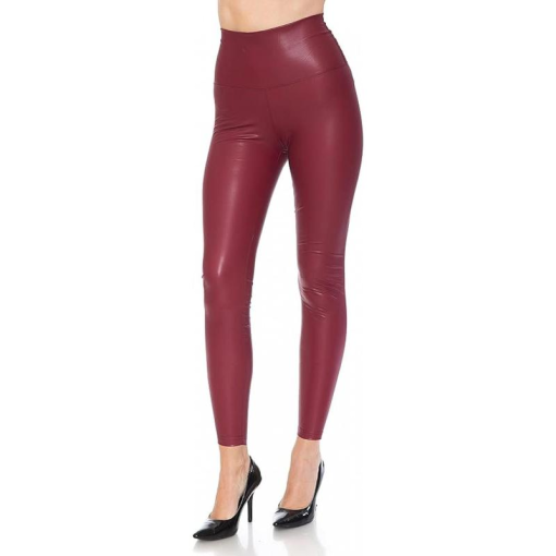 INC Womens Burgundy Faux Leather High-rise Skinny Leggings Size: 4 - Image 2