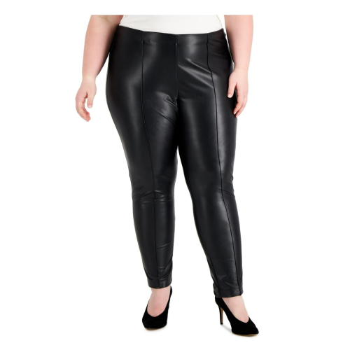 Anne Klein Women's Plus Faux Leather Mid-Rise Skinny Pants 3X - Image 2