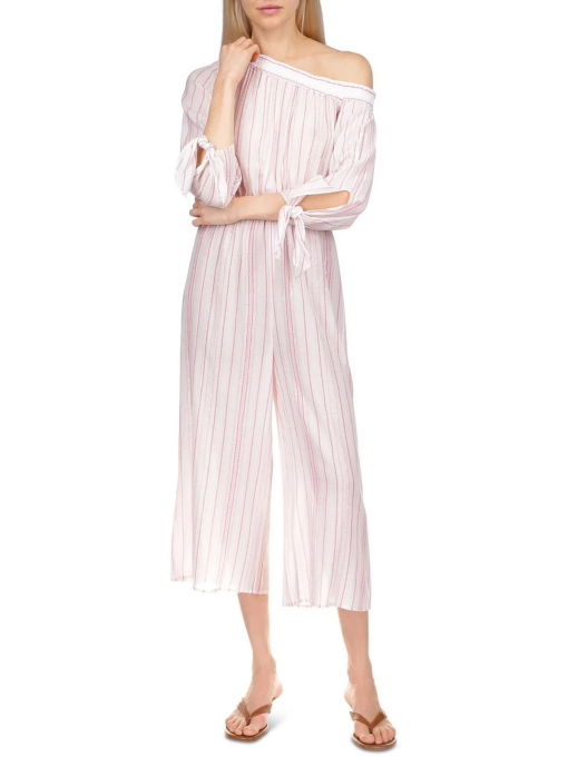 Michael Michael Kors Women's Striped One-Shoulder Jumpsuit XS, Dusty Rose - Image 2