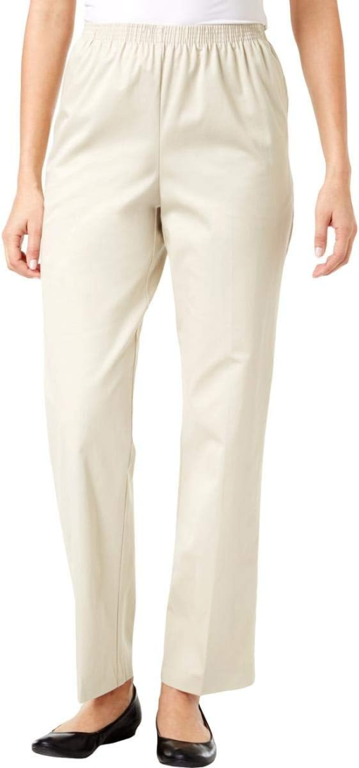 Alfred Dunner - Women's Solid Flat Front Casual Pants 8 - Image 2