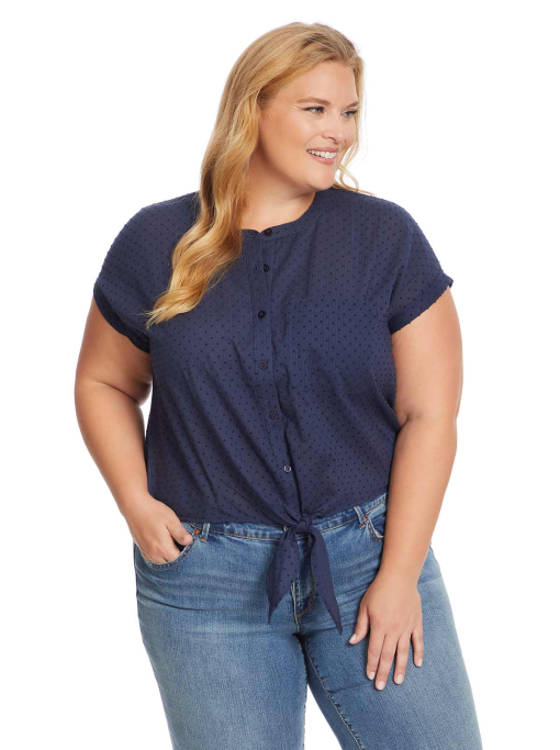 Jessica Simpson Trendy Plus Size Louelle Tie-Front Blouse 3X - Image 2