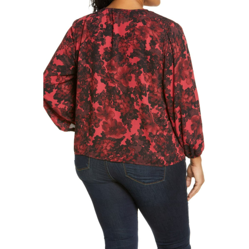 Vince Camuto Women's Floral Tie Front Top Red Size 1X - Image 2