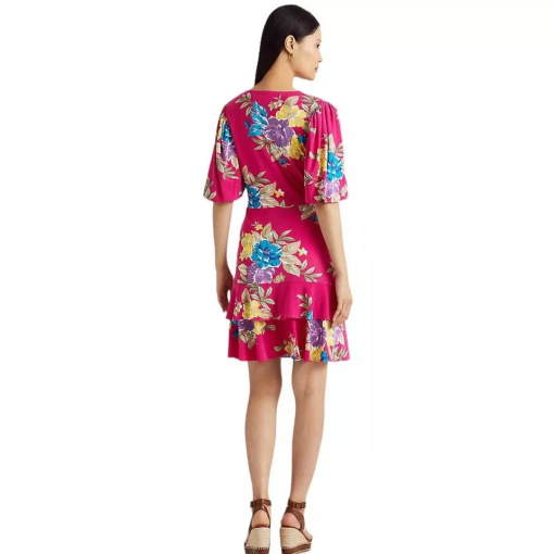 Lauren Ralph Lauren Women's Floral Stretch Jersey Dress, Pink, 14 - Image 3