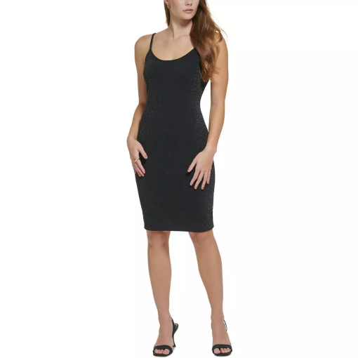 Calvin Klein Women's Lurex Scoop-Neck Sheath Dress - Black Silver 14 - Image 2