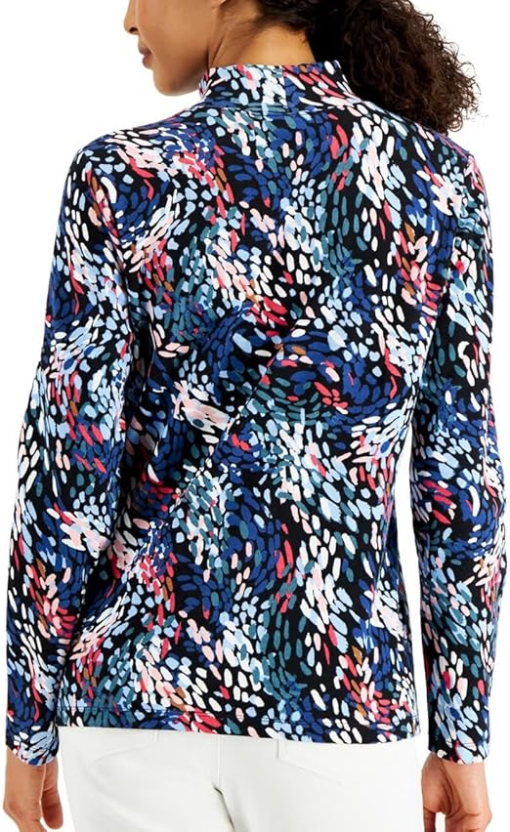 Karen Scott Women's Baja Winds Printed Mock-Neck Top,  - Intrepid Blue Combo XL - Image 2