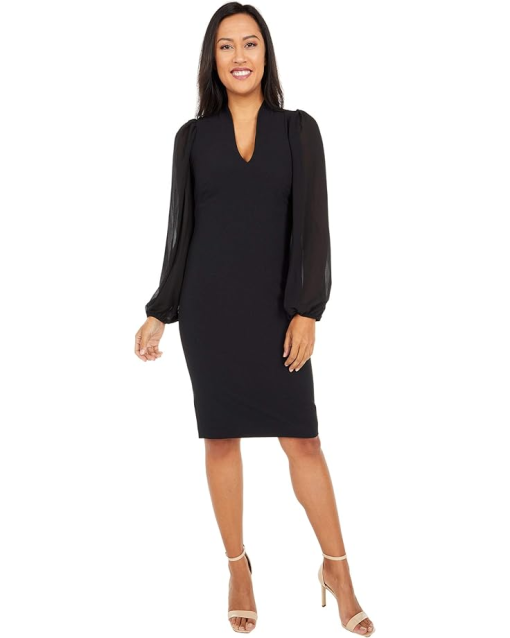 Vince Camuto Women's V Neck Dress in Black 2 Lord & Taylor 2 - Image 2