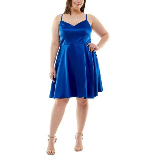 B. Darlin Women's Plus Satin Solid Cocktail and Party Dress 18W - Image 2