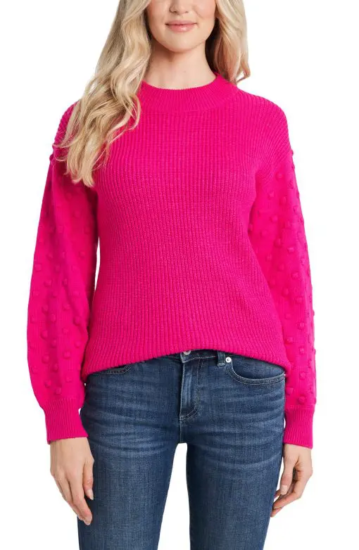 CeCe 3D Polka Dot Sweater - Aurora Pink M