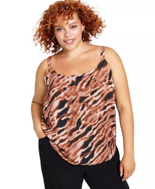 Bar III Women's Plus Animal Print Shell Tank Top 1X - Image 2