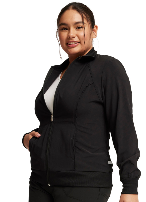 ID Ideology Women's Essentials Performance Zip Jacket, 3X Deep Black - Image 2