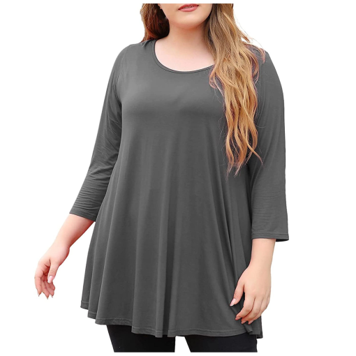 Jm Collection Plus Size Scoopneck Top - Dark Granite 1X - Image 2