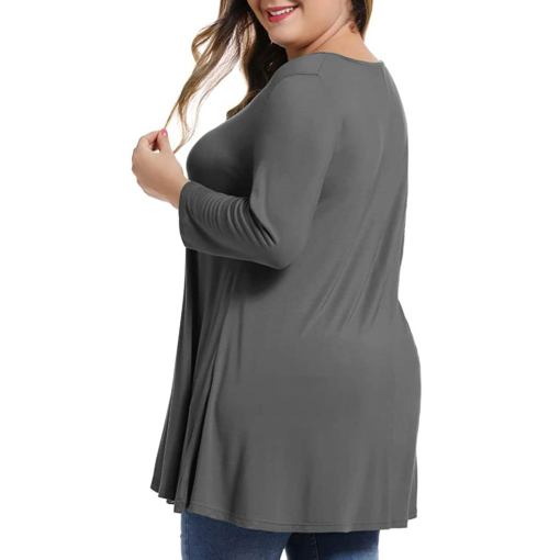 Jm Collection Plus Size Scoopneck Top - Dark Granite 1X - Image 3